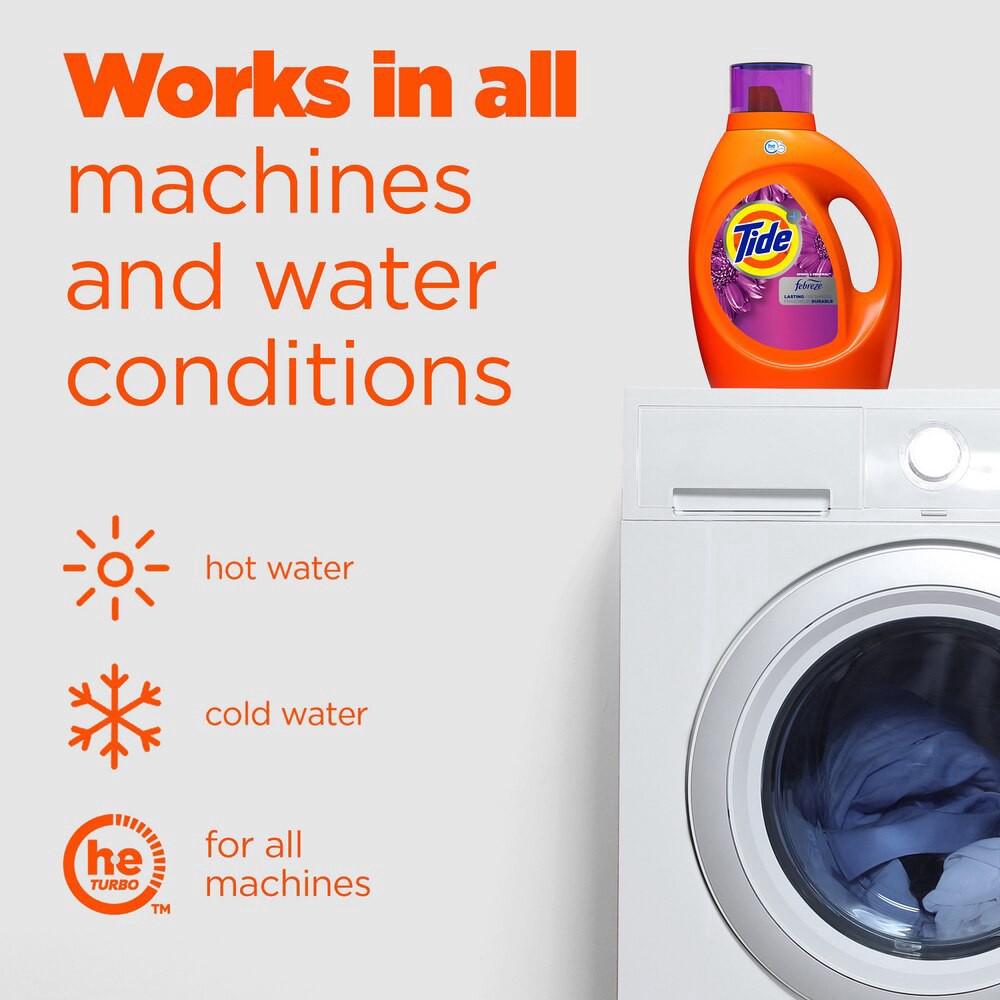 slide 6 of 6, Tide Ultra Febreze Liquid Laundry Detergent, Spring and Renewal scent, 73 fl oz, 52 Loads, Laundry Detergent Liquid with All-Day Freshness, 2.28 qt