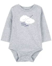 Carter's Baby 'Papa's Napping Buddy' Cloud Long-Sleeve Bodysuit Grey 18M