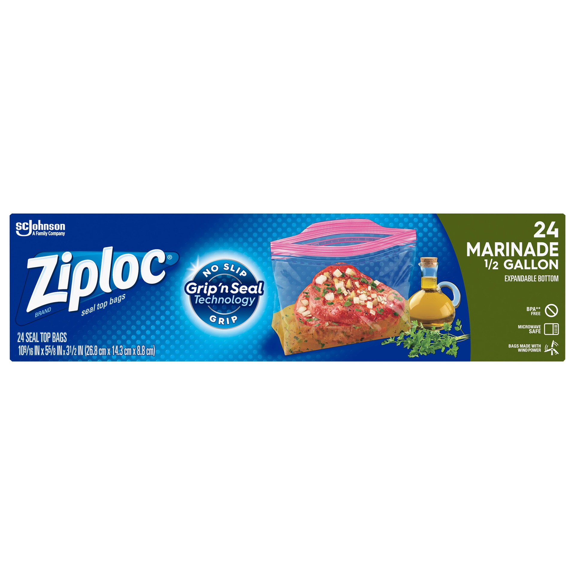 slide 1 of 5, Ziploc Expandable Bottom Marinade Bags, 24 ct