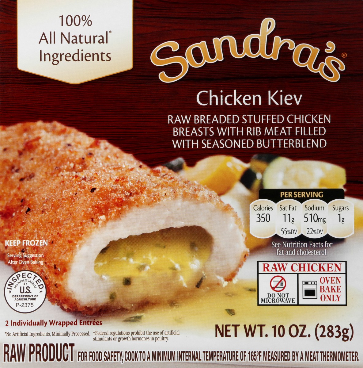 slide 2 of 13, Sandra's Chicken Kiev Stuffed Chicken Breasts 2 ea, 2 ct