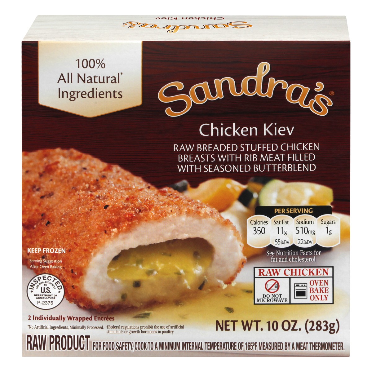 slide 1 of 13, Sandra's Chicken Kiev Stuffed Chicken Breasts 2 ea, 2 ct