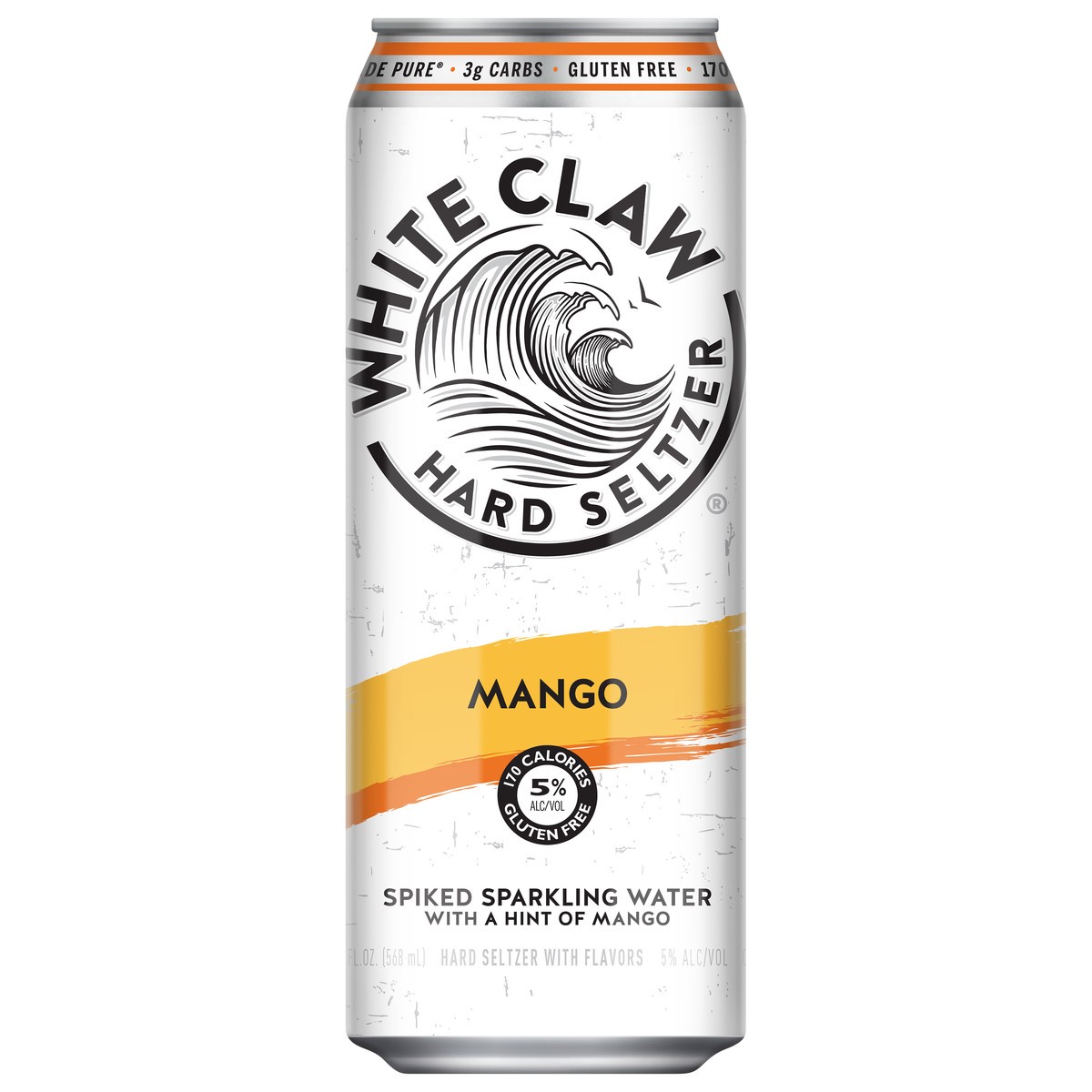 slide 1 of 8, White Claw Hard Seltzer Mango 19.2 fl oz Can, 19.2 fl oz