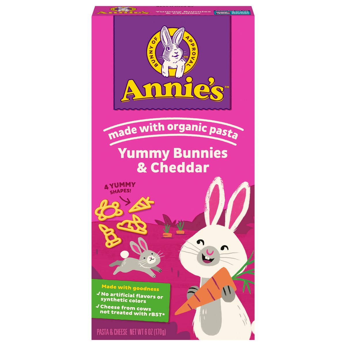 slide 1 of 9, Annie's Yummy Bunnies and Cheddar, Made with Real Cheese and Organic Pasta, 6 oz, 6 oz