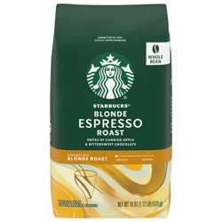 Starbucks Whole Bean Blonde Espresso Roast Coffee 18 oz