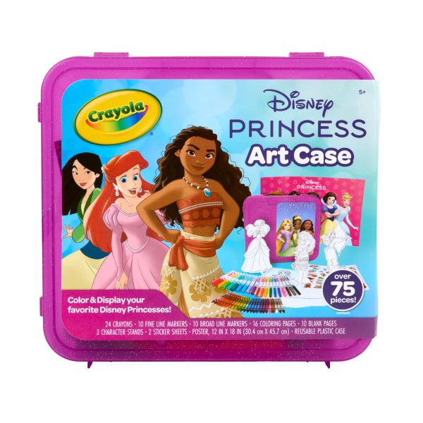 slide 2 of 10, Crayola Disney Princess Art Case, 75 Art Supplies for Girls & Boys, Art Kit for Kids, Coloring Set, Gift for Girls & Boys, 5+, 1 ct