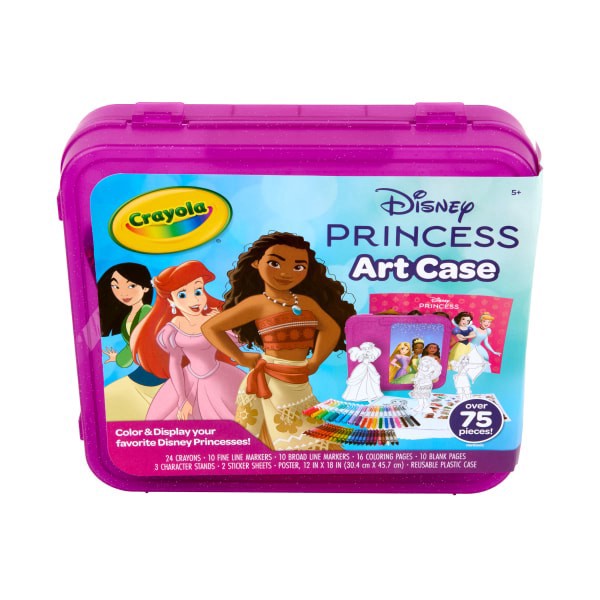 slide 10 of 10, Crayola Disney Princess Art Case, 75 Art Supplies for Girls & Boys, Art Kit for Kids, Coloring Set, Gift for Girls & Boys, 5+, 1 ct