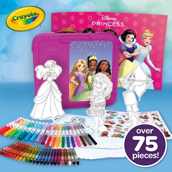 slide 5 of 10, Crayola Disney Princess Art Case, 75 Art Supplies for Girls & Boys, Art Kit for Kids, Coloring Set, Gift for Girls & Boys, 5+, 1 ct