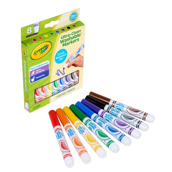 slide 9 of 9, Crayola Washable Toddler Markers (8ct), Crush Resistant Markers, Toddler Art Supplies for Preschool, Gift for Toddlers, Ages 2+, 1 ct