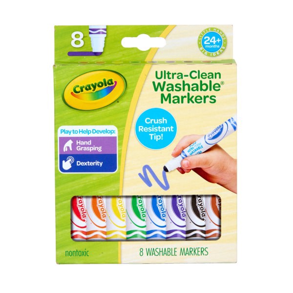 slide 2 of 9, Crayola Washable Toddler Markers (8ct), Crush Resistant Markers, Toddler Art Supplies for Preschool, Gift for Toddlers, Ages 2+, 1 ct