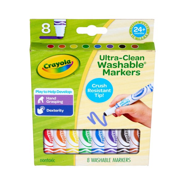 slide 8 of 9, Crayola Washable Toddler Markers (8ct), Crush Resistant Markers, Toddler Art Supplies for Preschool, Gift for Toddlers, Ages 2+, 1 ct