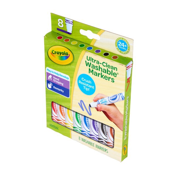 slide 5 of 9, Crayola Washable Toddler Markers (8ct), Crush Resistant Markers, Toddler Art Supplies for Preschool, Gift for Toddlers, Ages 2+, 1 ct