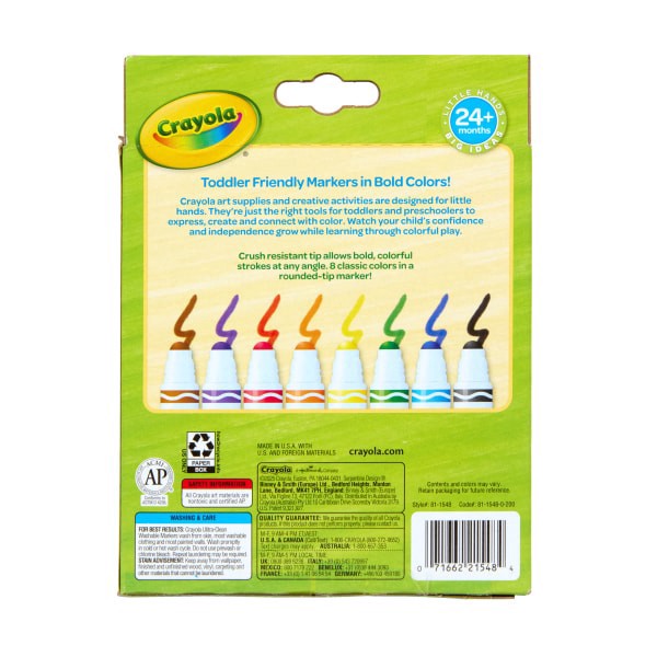slide 6 of 9, Crayola Washable Toddler Markers (8ct), Crush Resistant Markers, Toddler Art Supplies for Preschool, Gift for Toddlers, Ages 2+, 1 ct