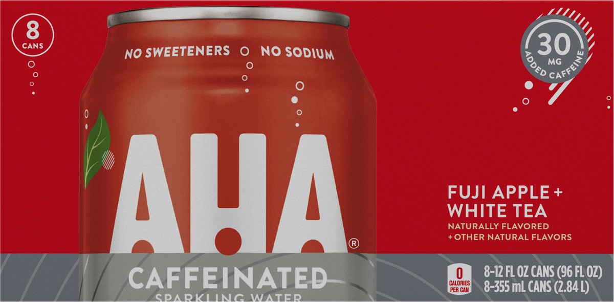 slide 9 of 12, Aha Fuji Apple + White Tea Cans, 12 fl oz, 8 Pack, 8 ct