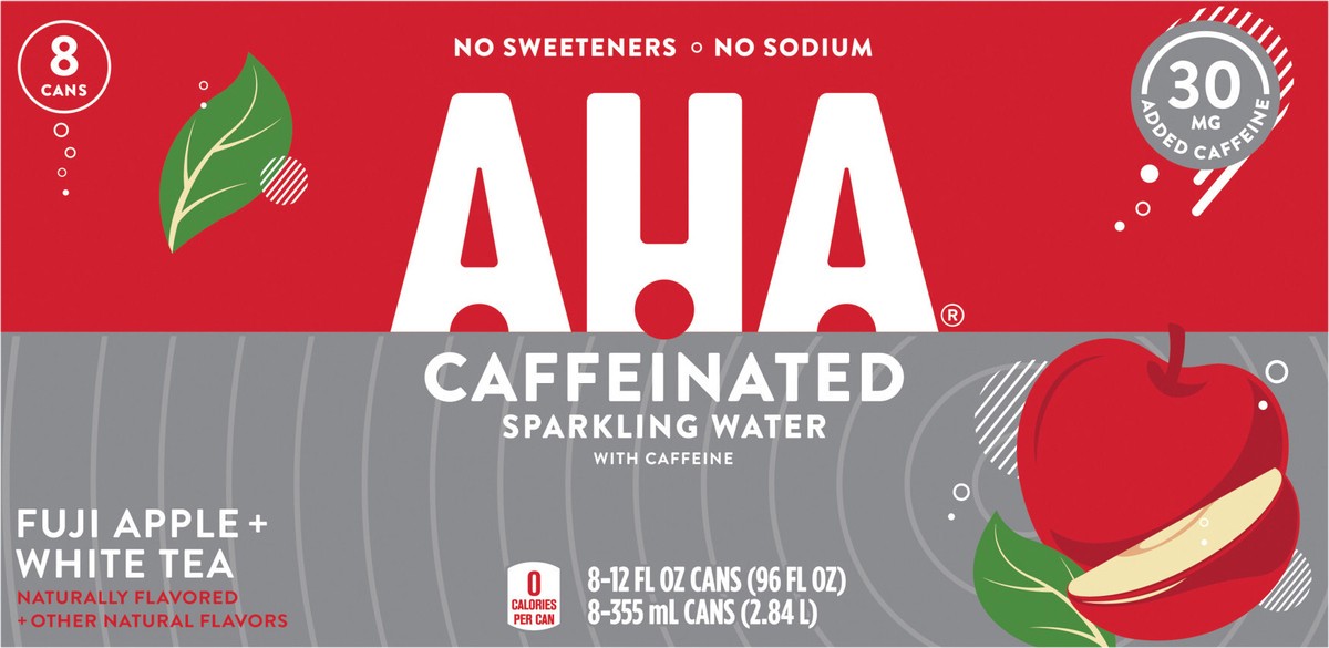 slide 3 of 12, Aha Fuji Apple + White Tea Cans, 12 fl oz, 8 Pack, 8 ct