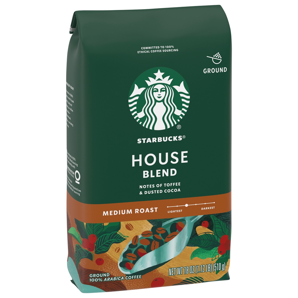 slide 6 of 9, Starbucks Ground Coffee, Medium Roast Coffee, House Blend, 100% Arabica, 1 bag (18 oz), 20 oz