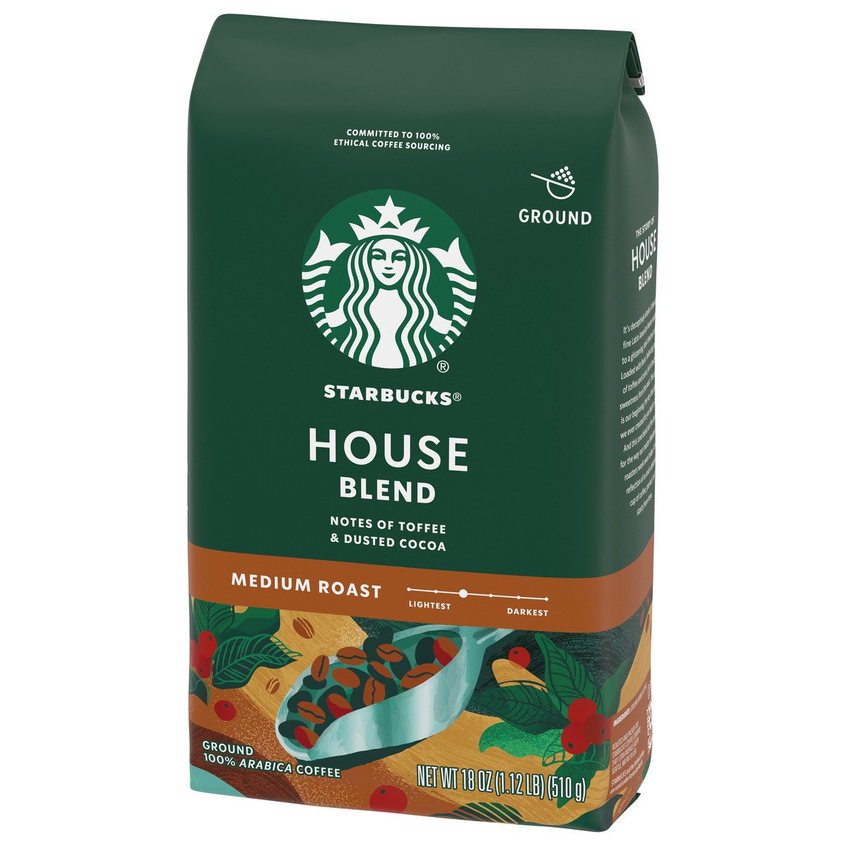 slide 8 of 9, Starbucks Ground Coffee, Medium Roast Coffee, House Blend, 100% Arabica, 1 bag (18 oz), 20 oz