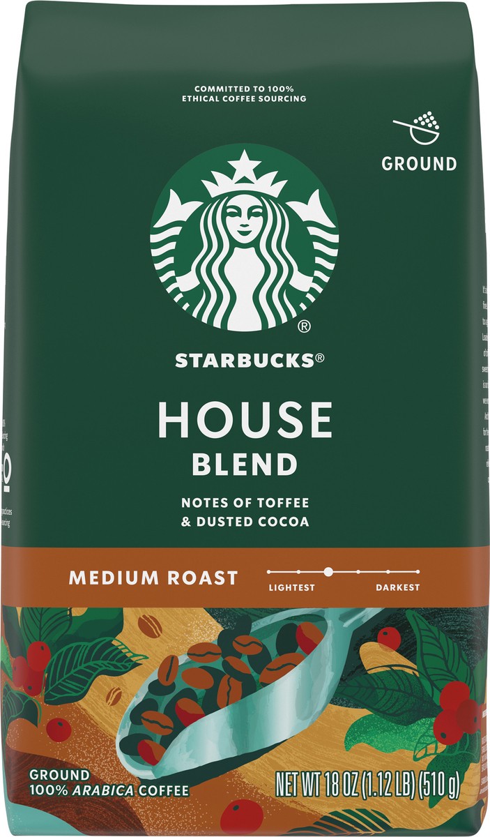 slide 9 of 9, Starbucks Ground Coffee, Medium Roast Coffee, House Blend, 100% Arabica, 1 bag (18 oz), 20 oz