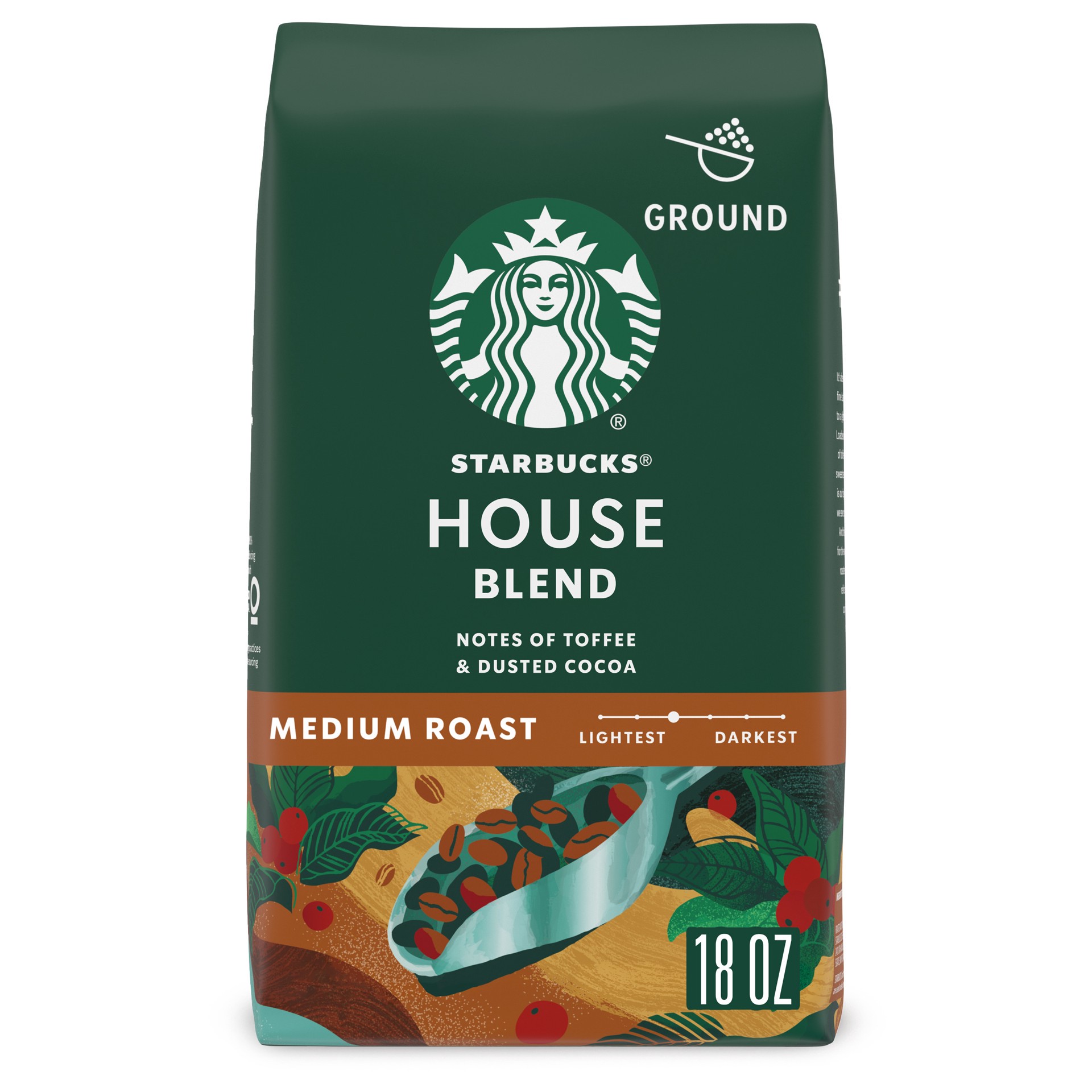 slide 1 of 9, Starbucks Ground Coffee, Medium Roast Coffee, House Blend, 100% Arabica, 1 bag (18 oz), 20 oz