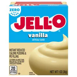 Jell-O Vanilla Artificially Flavored Zero Sugar Instant Reduced Calorie Pudding & Pie Filling Mix, 1 oz. Box