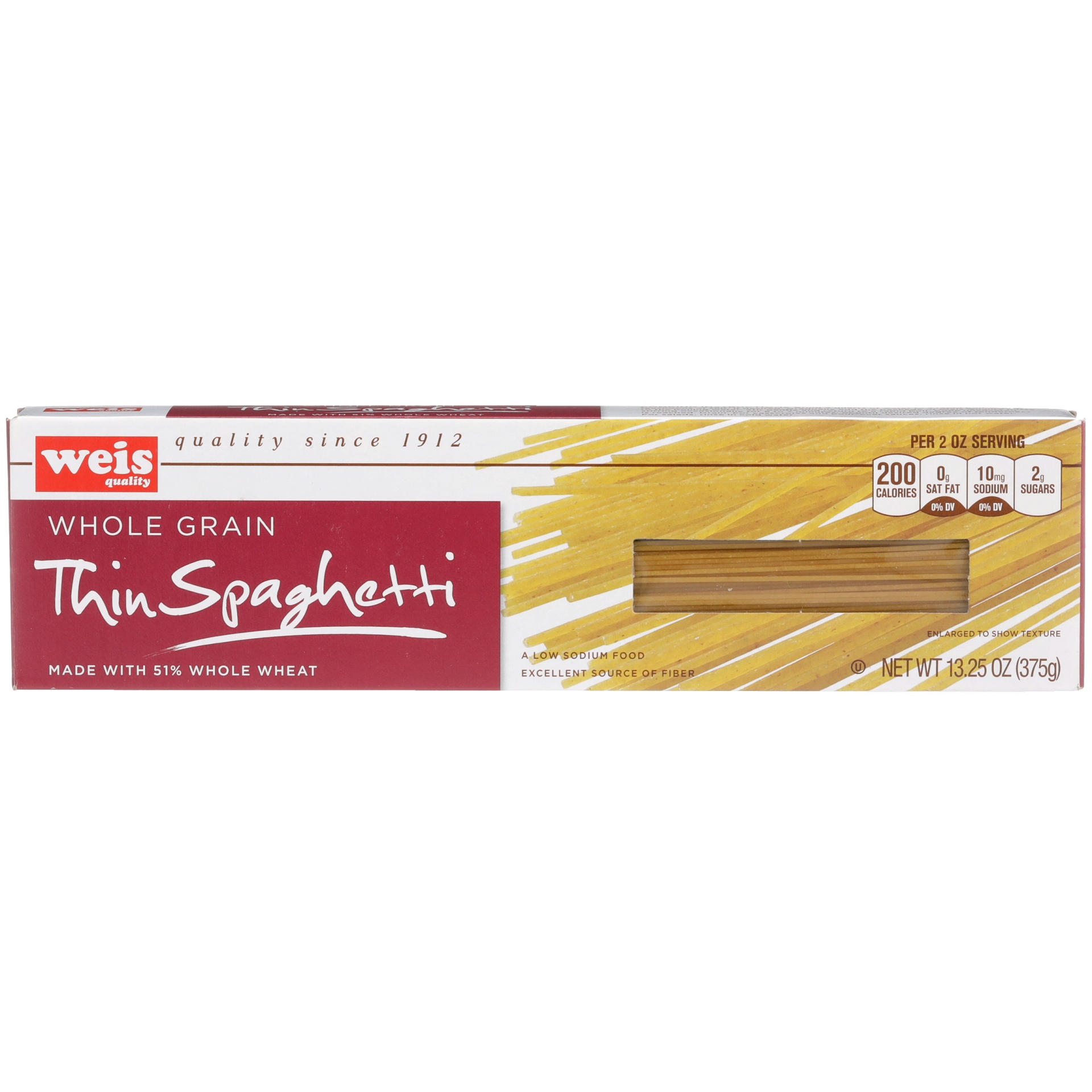 slide 1 of 6, Weis Quality Whole Grain Thin Spaghetti Pasta, 13.25 oz