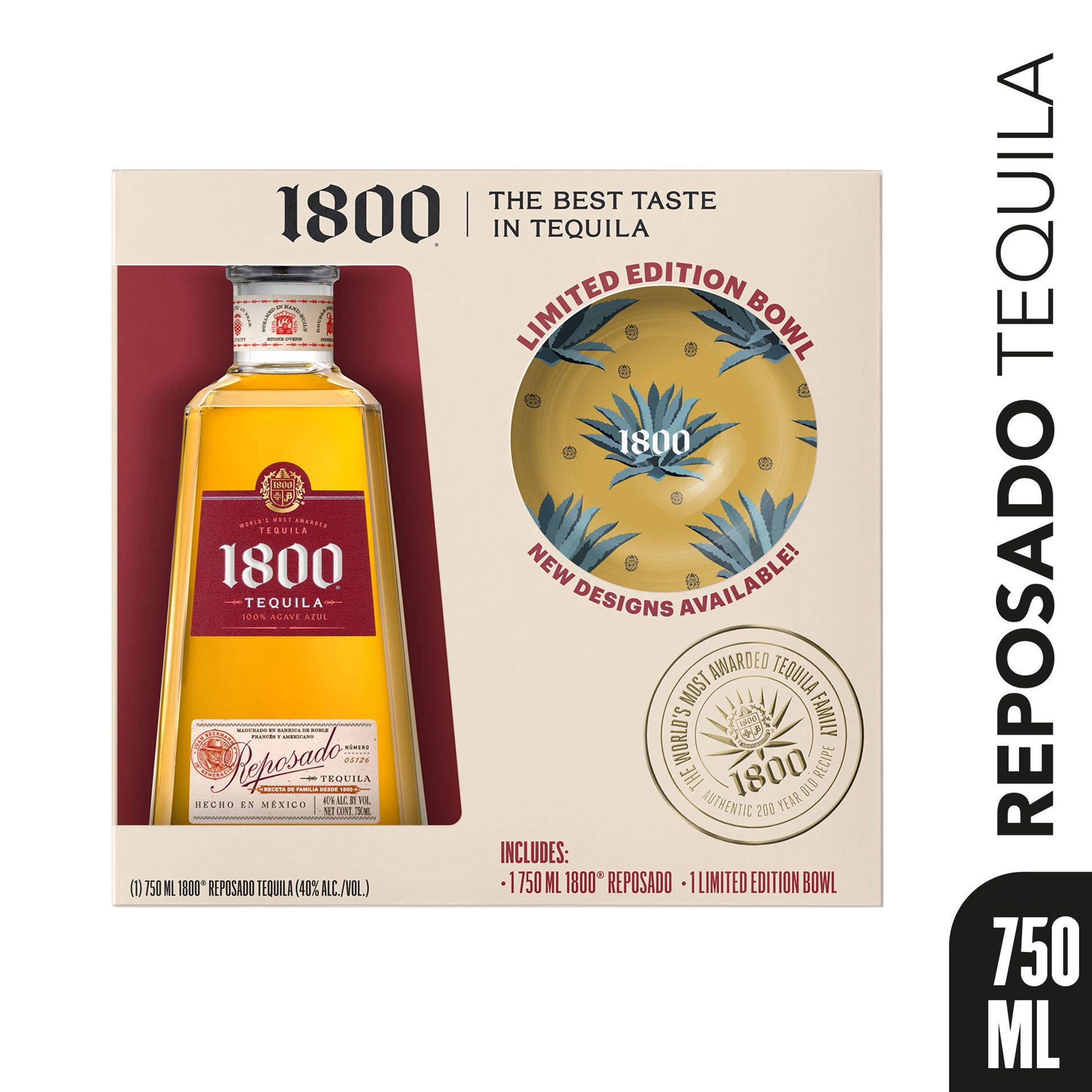 slide 1 of 10, 1800 Tequila Reposado with Limited Edition Bowl 80 Proof - 750 ml, 750 ml