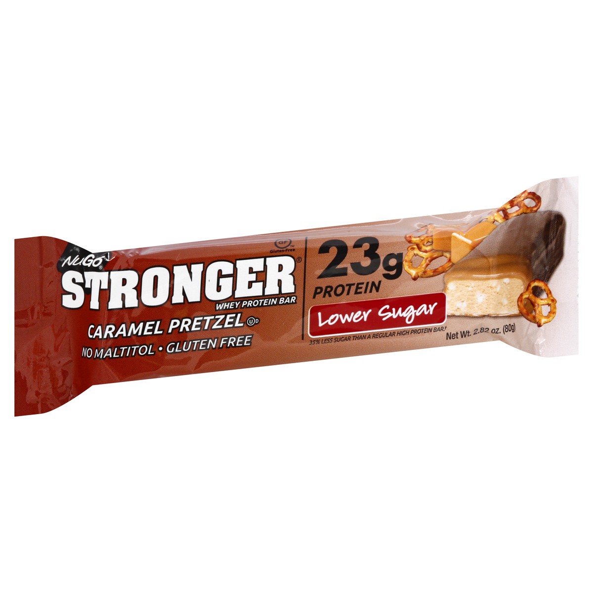 slide 4 of 10, NuGo Stronger Caramel Pretzel Whey Protein Bar 2.82 oz, 2.82 oz