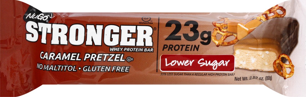 slide 9 of 10, NuGo Stronger Caramel Pretzel Whey Protein Bar 2.82 oz, 2.82 oz