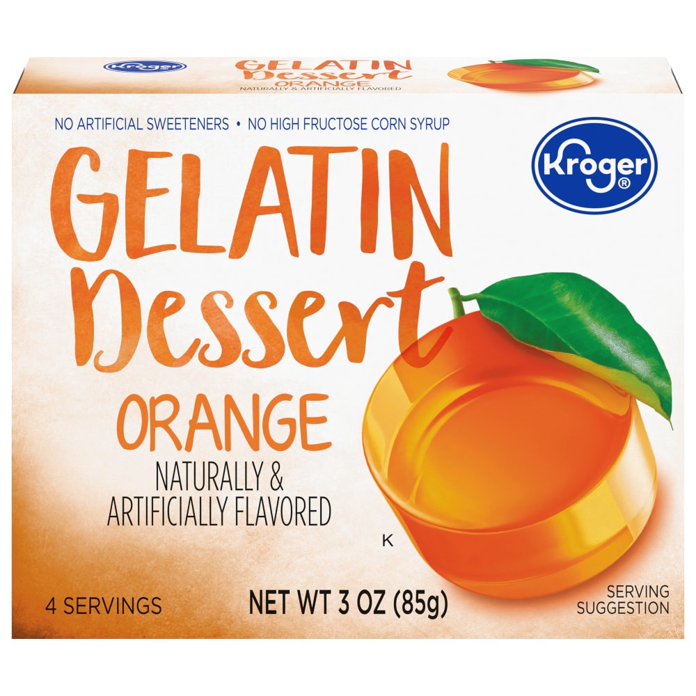 slide 1 of 4, Kroger Orange Gelatin Dessert Mix, 3 oz