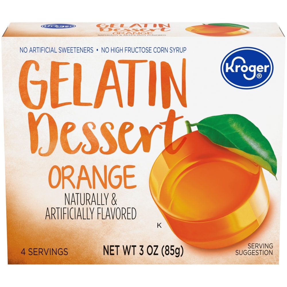 slide 1 of 1, Kroger Orange Gelatin Dessert Mix, 3 oz