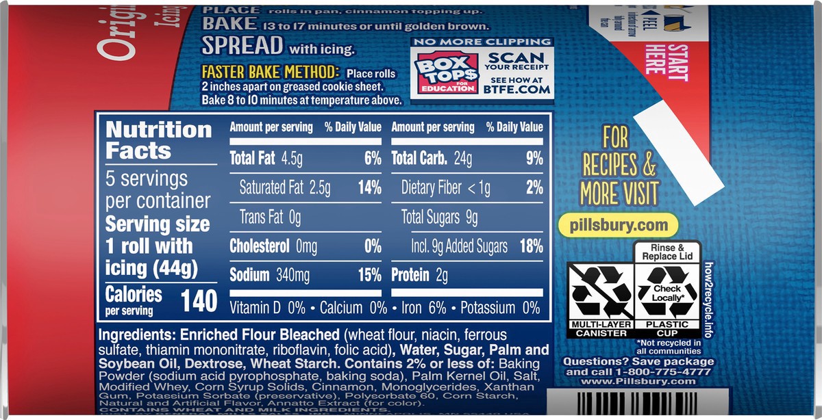 slide 8 of 9, Pillsbury Cinnamon Rolls with Original Icing, Refrigerated Canned Pastry Dough, 5 Rolls, 7.3 oz, 5 ct