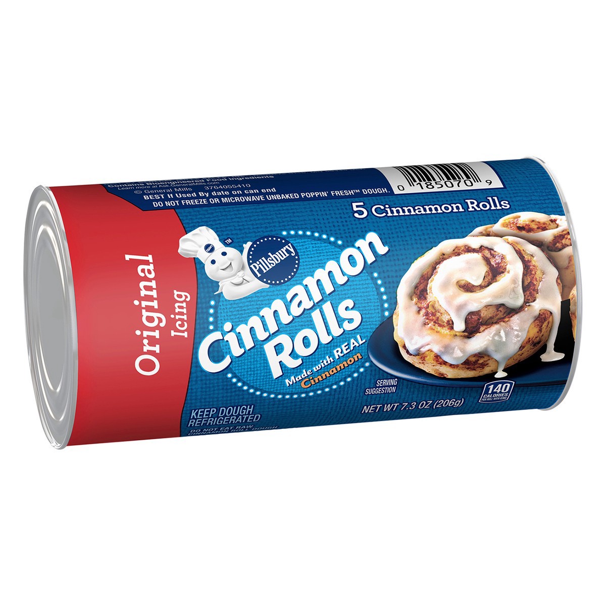 slide 7 of 9, Pillsbury Cinnamon Rolls with Original Icing, Refrigerated Canned Pastry Dough, 5 Rolls, 7.3 oz, 5 ct