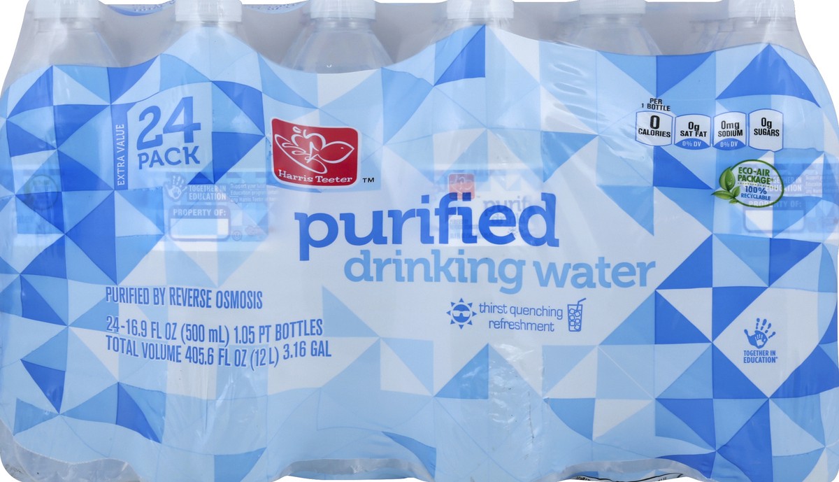 slide 1 of 5, Harris Teeter Purified Water - 405.6 oz, 24 ct; 16.9 fl oz