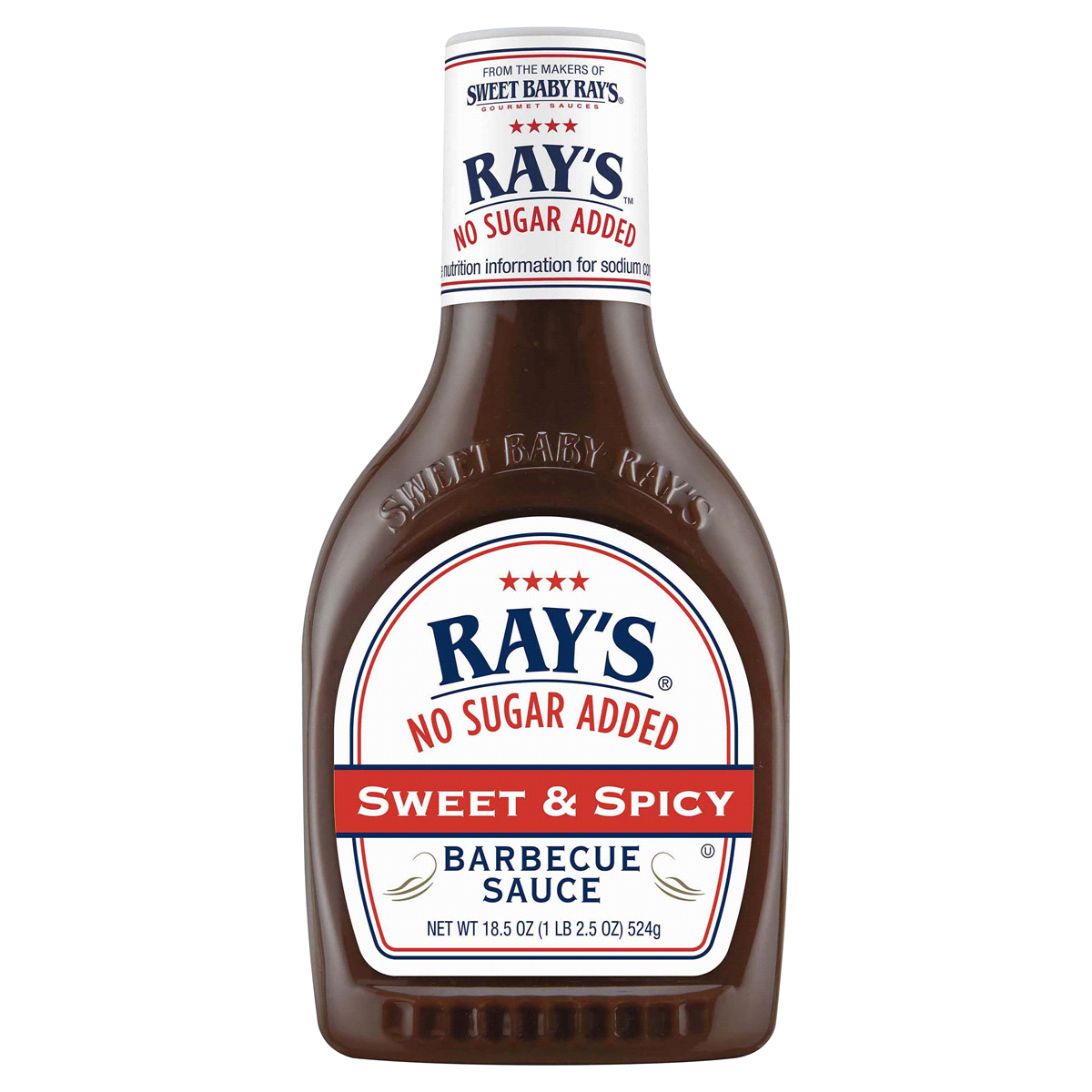 slide 1 of 1, Sweet Baby Rays No Sugar Added Sweet and Spicy BBQ Sauce, 18.5 oz