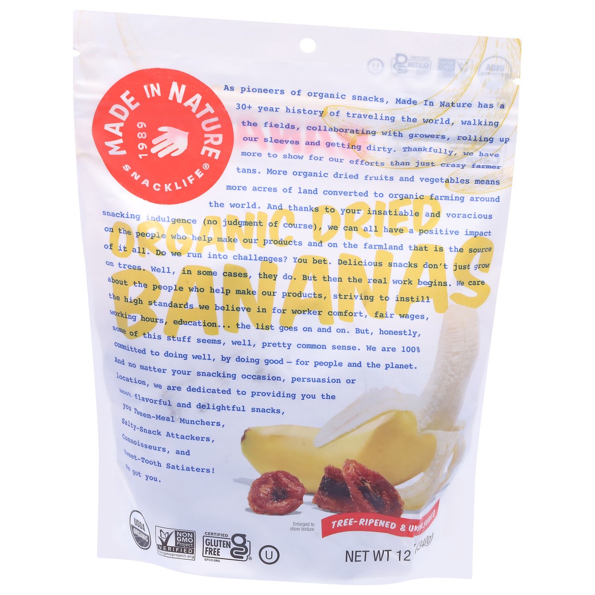 slide 3 of 9, Made in Nature Organic Dried Bananas 12 oz, 12 oz