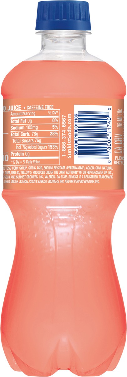 slide 8 of 9, Sunkist Peach Soda, 20 fl oz bottle, 20 fl oz