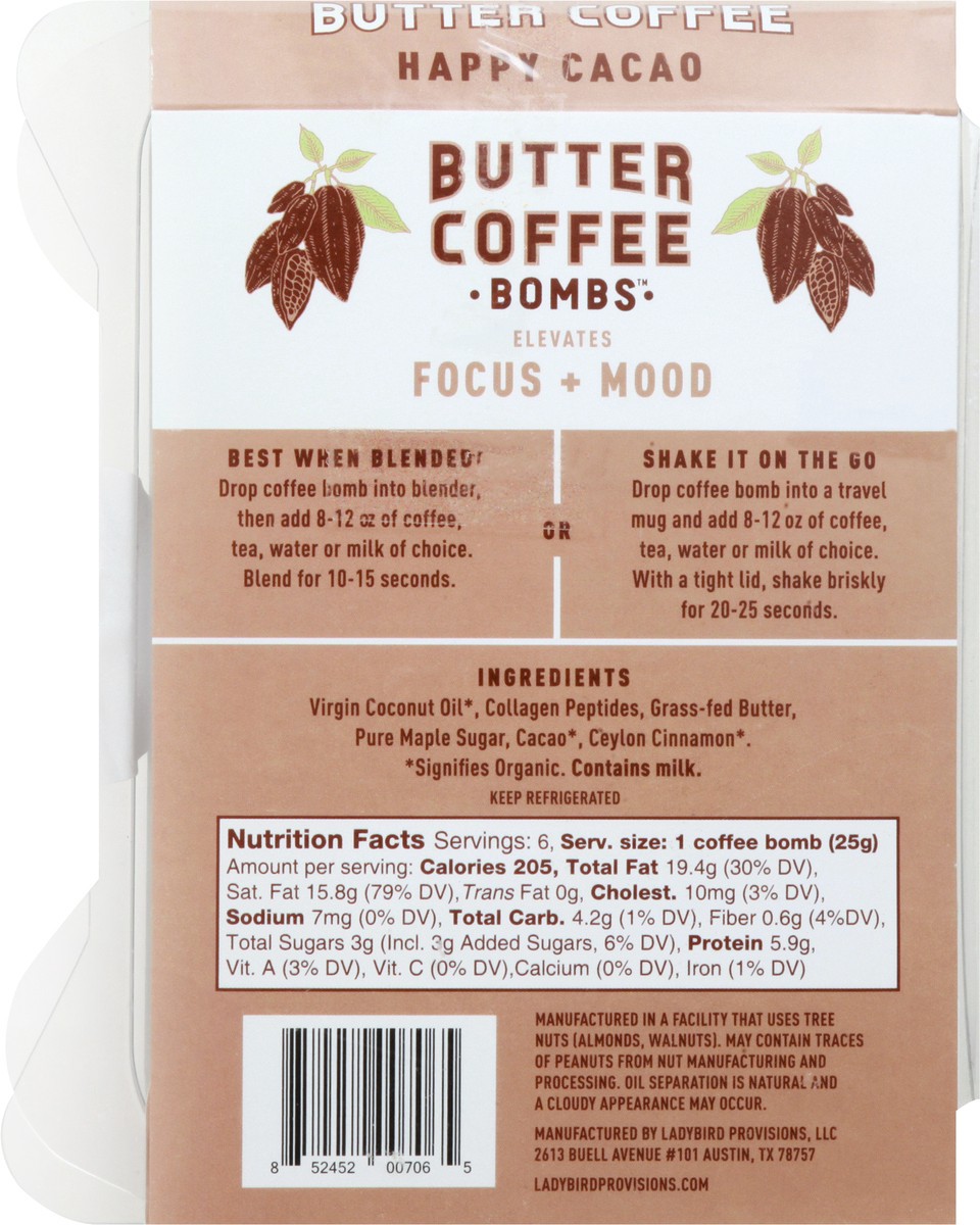 slide 10 of 13, Butter Coffee Bombs Happy Cacao Coffee 5.3 oz, 6 ct