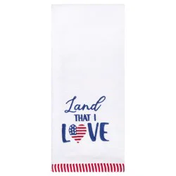Love Land Heart Velour Embroidered Hand Towel With Stripe End Hem, 16 In X 26 In