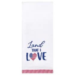 Love Land Heart Velour Embroidered Hand Towel With Stripe End Hem, 16 In X 26 In