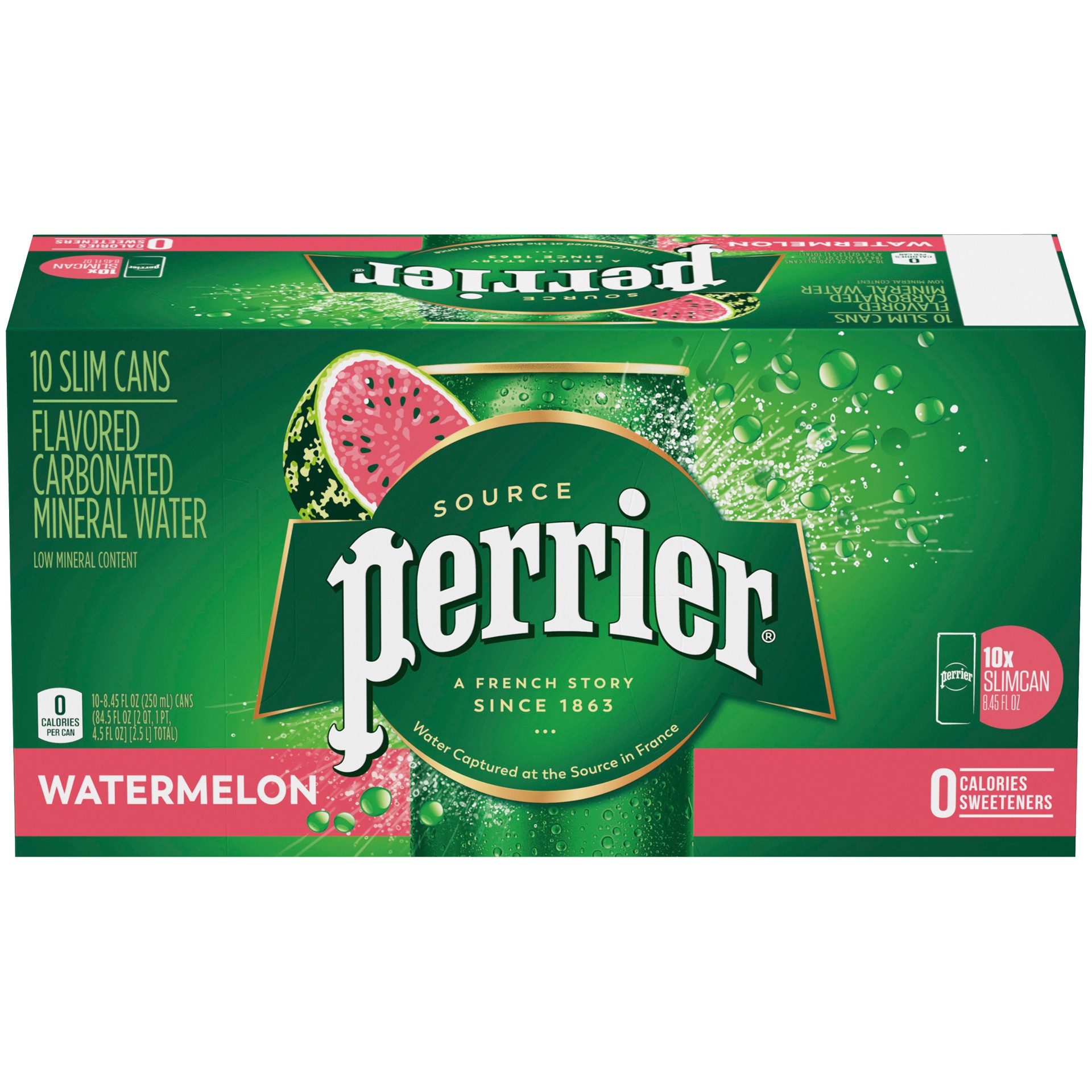 slide 1 of 2, PERRIER Watermelon Flavored Carbonated Mineral Water, 84.5 oz