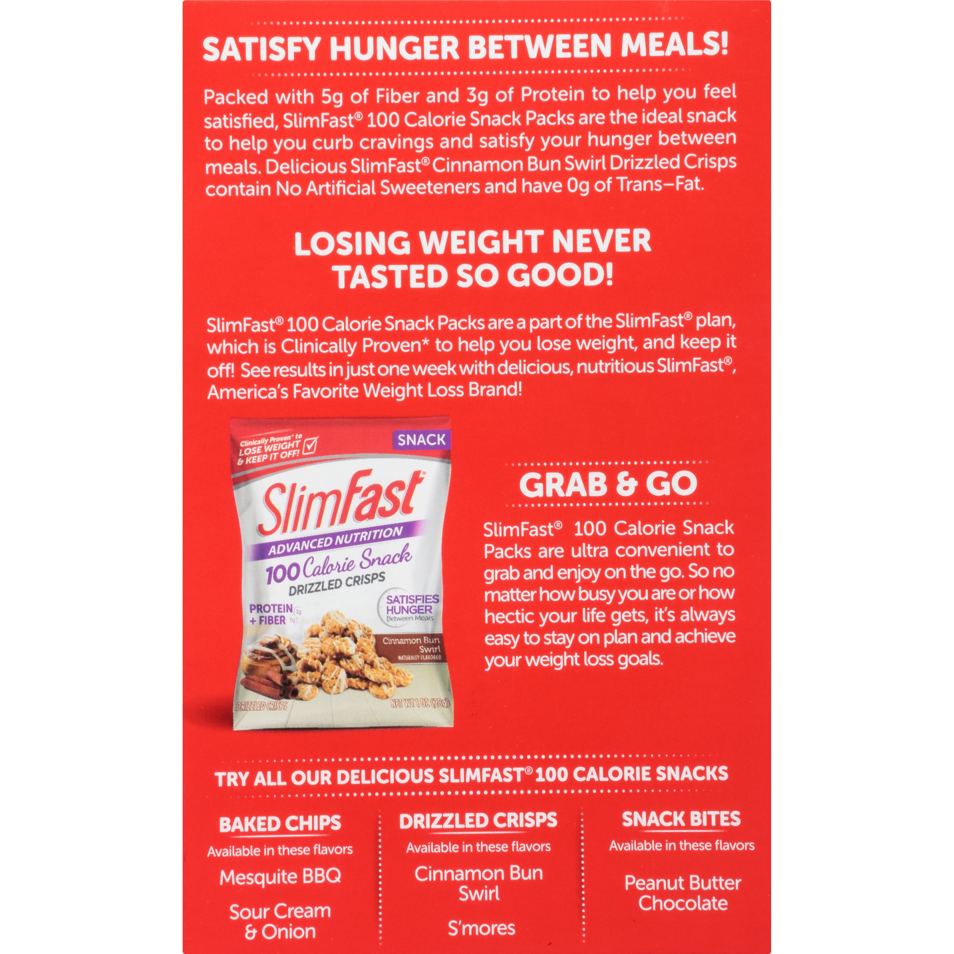 slide 4 of 8, SlimFast Advanced Nutrition 100 Calorie Snacks Cinnamon Bun Swirl Drizzled Crisps, 5 ct; 1 oz