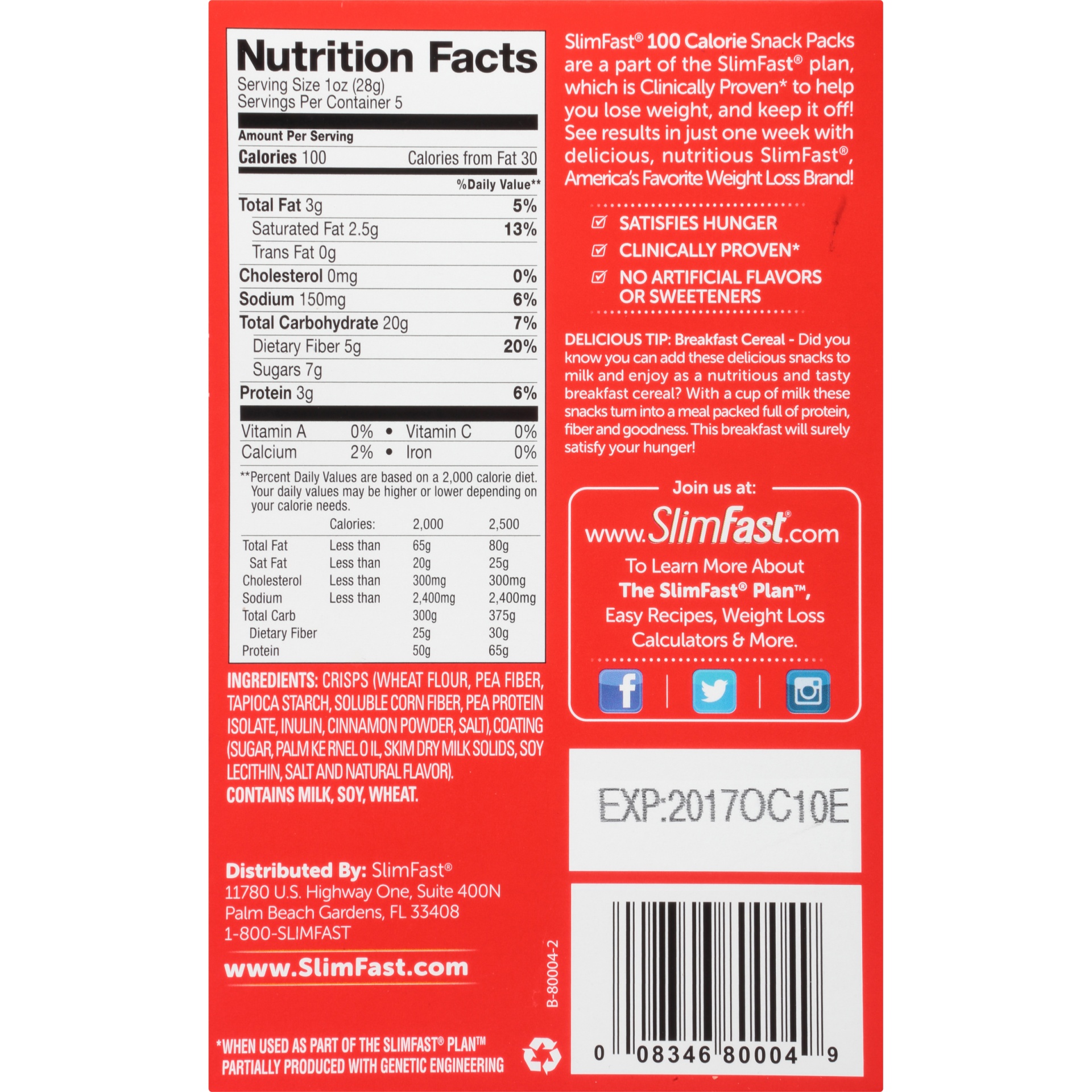 slide 5 of 8, SlimFast Advanced Nutrition 100 Calorie Snacks Cinnamon Bun Swirl Drizzled Crisps, 5 ct; 1 oz