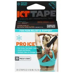 KT Tape Pro Ice Black/Cool Aqua Strips - 20 ct