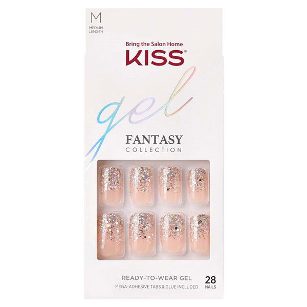 slide 1 of 1, Kiss Nails Kiss Gel False Nails - I Feel You, 28 ct