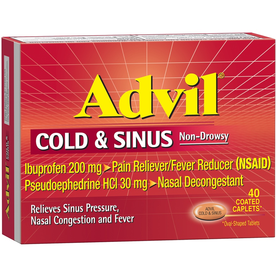 slide 3 of 7, Advil Cold & Sinus Non-Drowsy, 40 ct