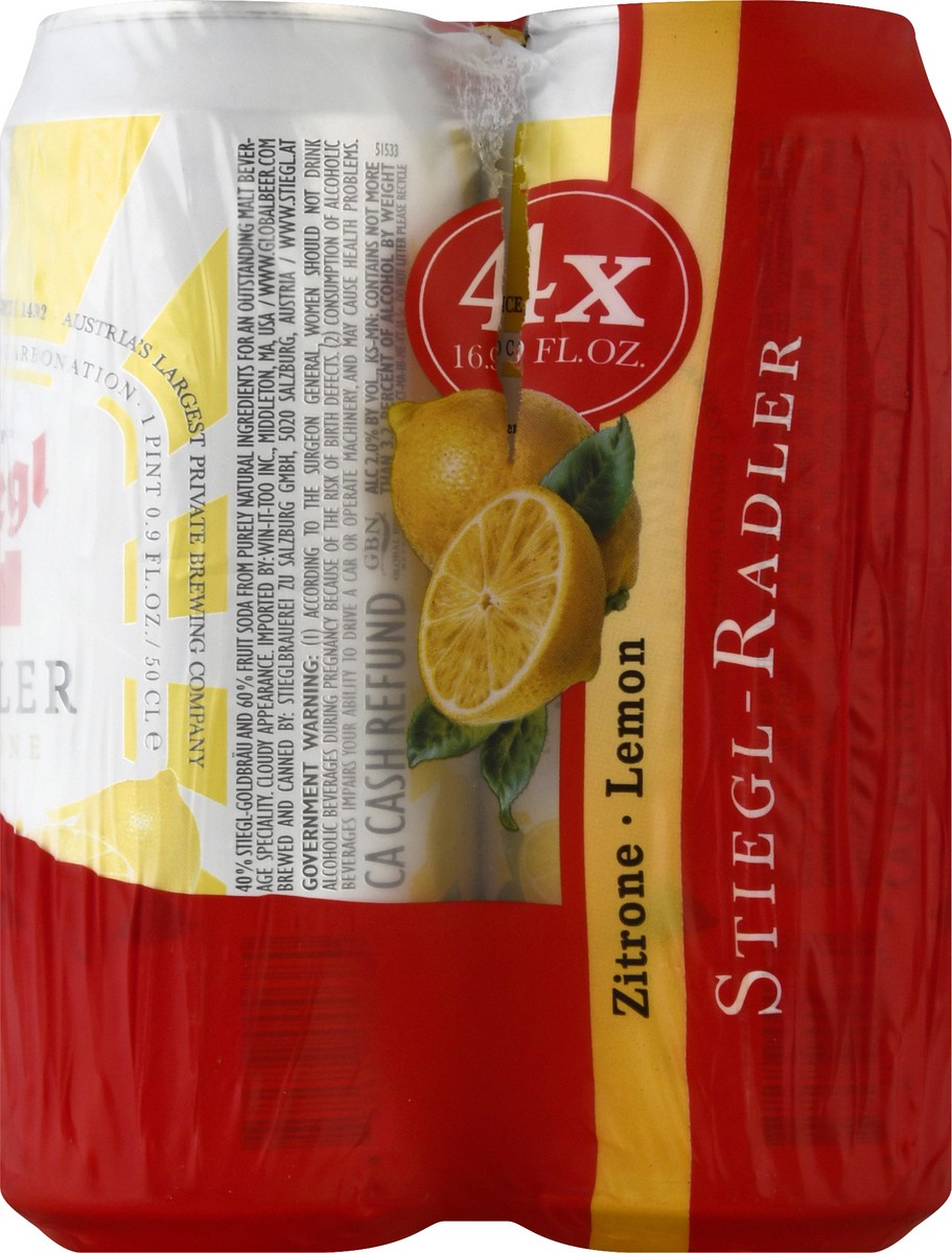 slide 9 of 11, Stiegl Zitrone Lemon Radler, 67.6 fl oz