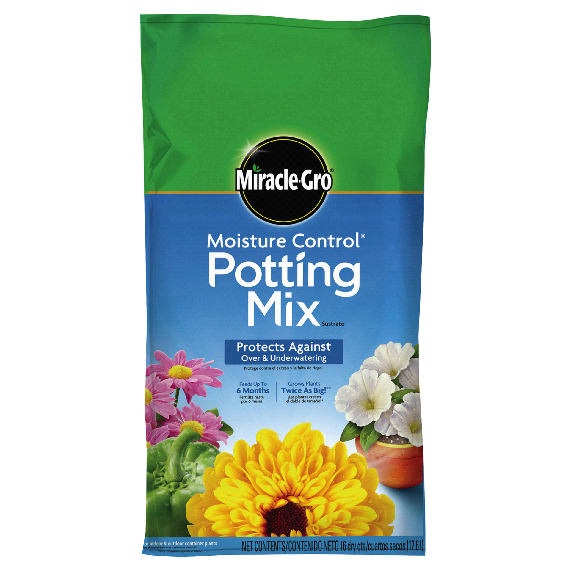 slide 1 of 1, Miracle-Gro Moisture Control Potting Mix, 16 qt