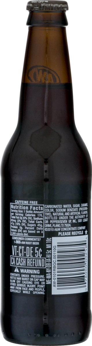 slide 7 of 9, A&W Root Beer Soda, 12 fl oz glass bottle, 12 fl oz