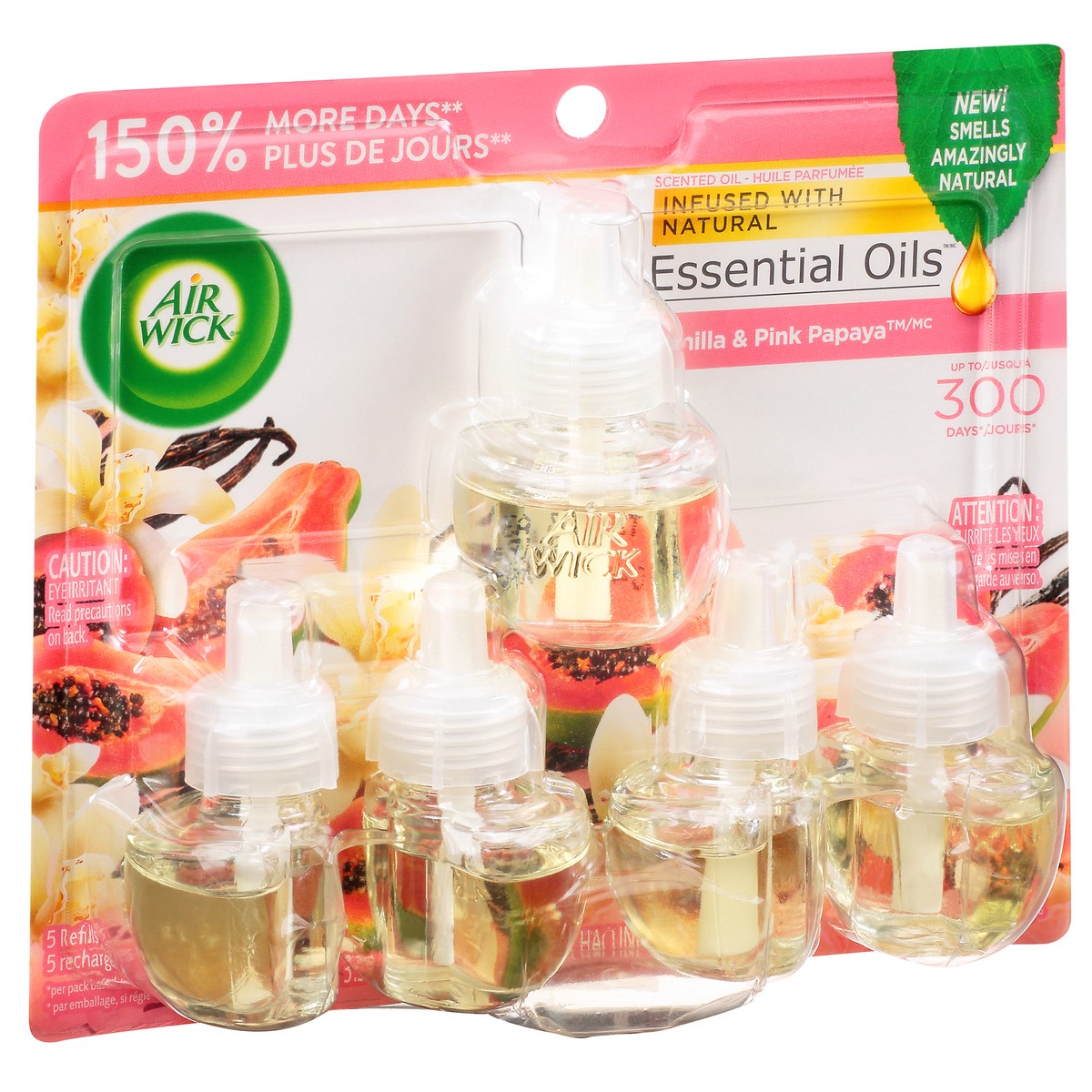 slide 3 of 9, Air Wick Essential Oils Vanilla & Pink Papaya Scented Oil Refills 5 ea, 5 ct