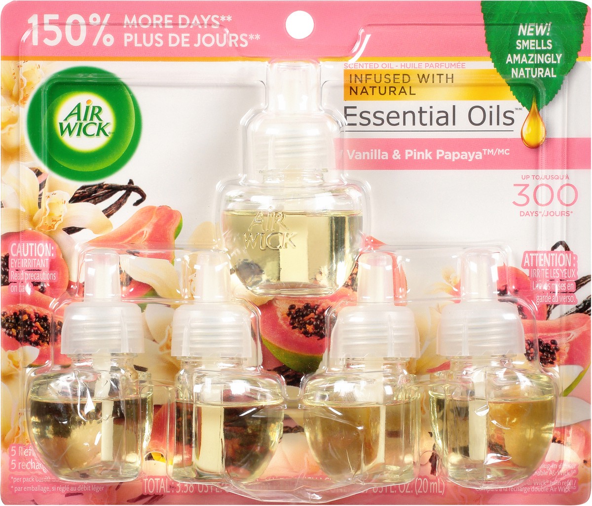 slide 4 of 9, Air Wick Essential Oils Vanilla & Pink Papaya Scented Oil Refills 5 ea, 5 ct