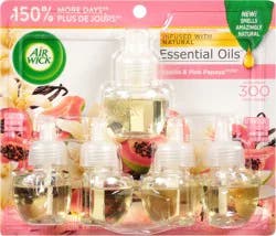 Air Wick Plug in Scented Oil Refill, 5ct, Vanilla and Pink Papaya, Air Freshener, Essential Oils